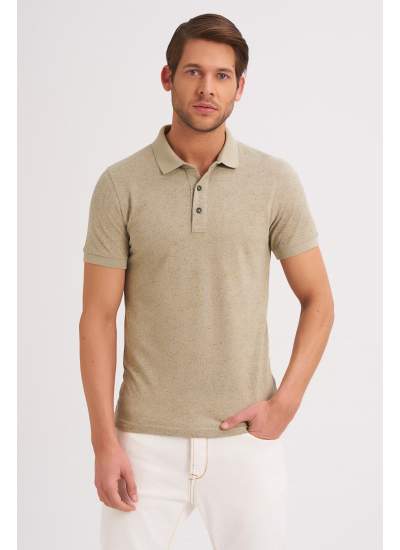 Çizgi Triko Erkek Slim Fit Polo Yaka Tişört Kolu Lastikli Kumaş %100 Pamuk - ÇAĞLA